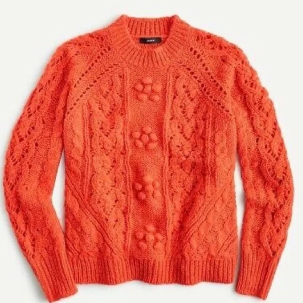 NWT!  JCREW! XS Cable knit sweater in Bright Coral!